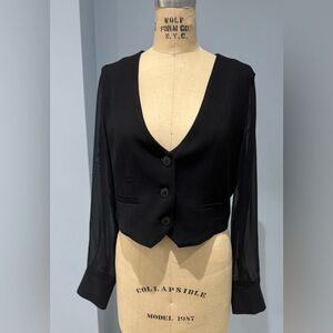 Zara COMBINATION SLEEVE CROPPED TOP